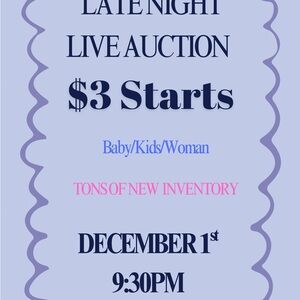 Live auction show!!! Baby, kids, woman’s. $3 starts